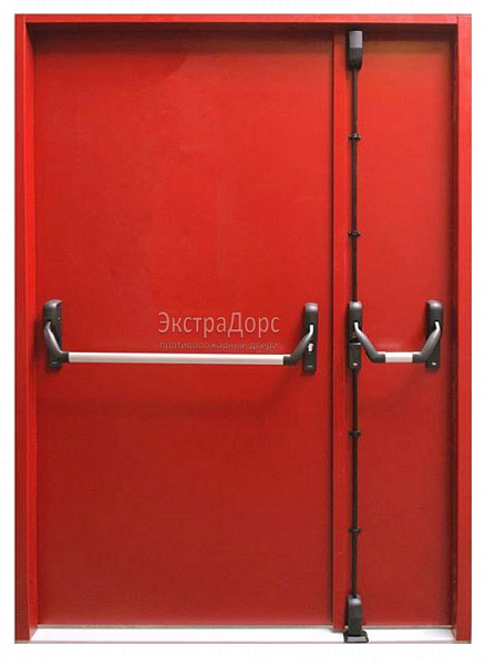 Противопожарная дверь EI 60 дымогазонепроницаемая красная с антипаникой в Щёлково  купить