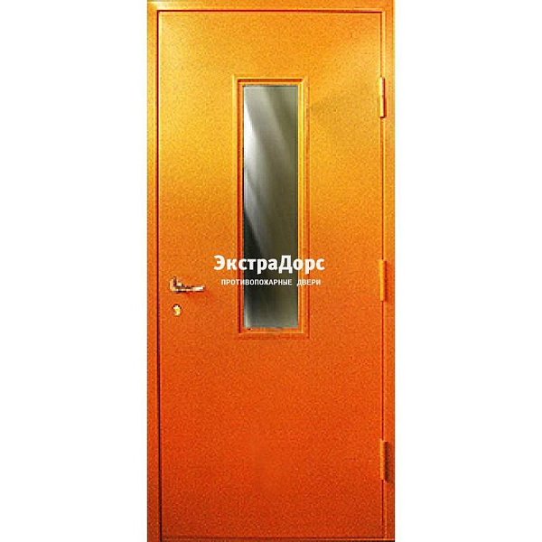 Противопожарная дверь анти-дым оранжевая со стеклом в Щёлково  купить