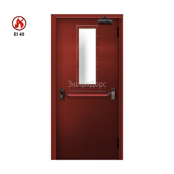 Противопожарная дверь EI 45 ДМП-01-EI45 ДП148 однопольная остекленная с антипаникой в Щёлково  купить