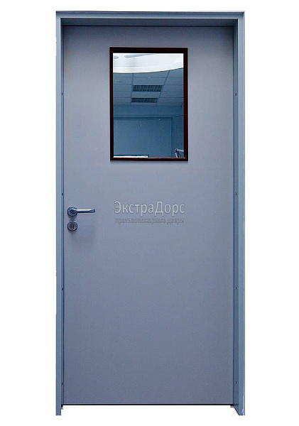 Дверь противопожарная металлическая однопольная EI 30 газодымонепроницаемая со стеклом в Щёлково  купить