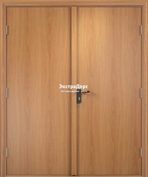 Двупольная огнеупорная дверь металлическая глухая EI 90 ДМП-01-60 двухстворчатая дуб