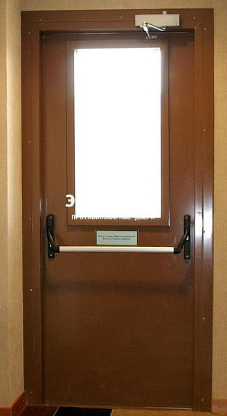 Противопожарная дверь EI 30 с антипаникой и стеклом в Щёлково  купить